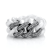 Triple Pave Diamond and Ceramic Essential Link Ring