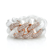 Triple Pave Diamond and Ceramic Essential Link Ring