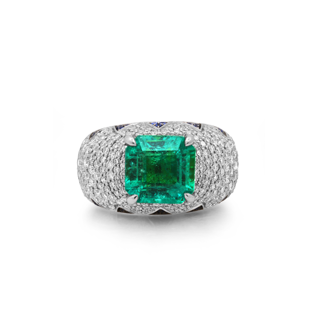 Precious Gemstone & Diamond Lotus Bombe Statement Ring