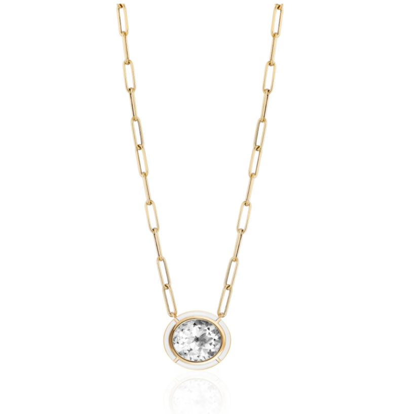 Melange Oval Inlay Pendant Necklace
