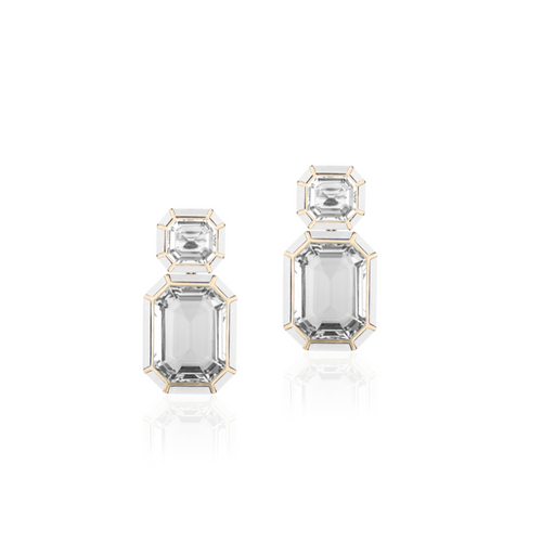 Melange Rock Crystal & White Agate Drop Earrings