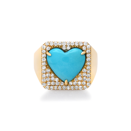 Turquoise Heart & Diamond Statement Ring