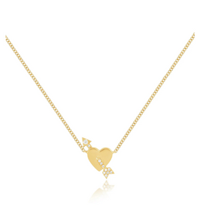 Gold Heart & Diamond Arrow Necklace
