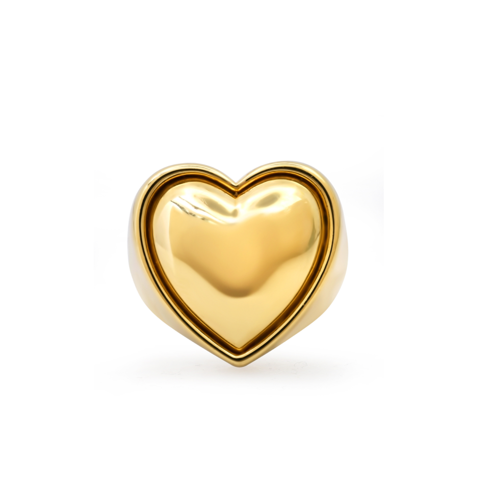  Puffer Gold Heart Cocktail Ring