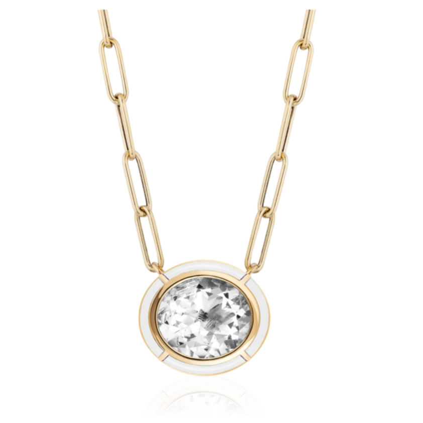 Melange Oval Inlay Pendant Necklace