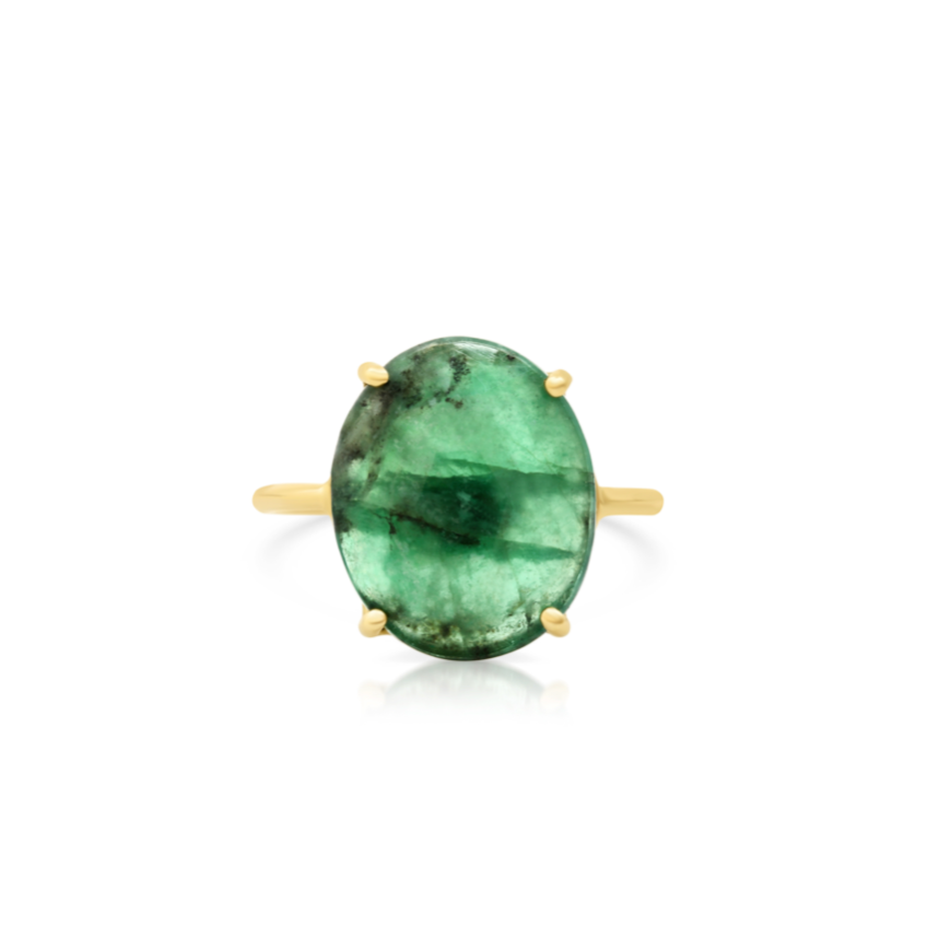  One of a Kind Oval Shape Emerald Ring