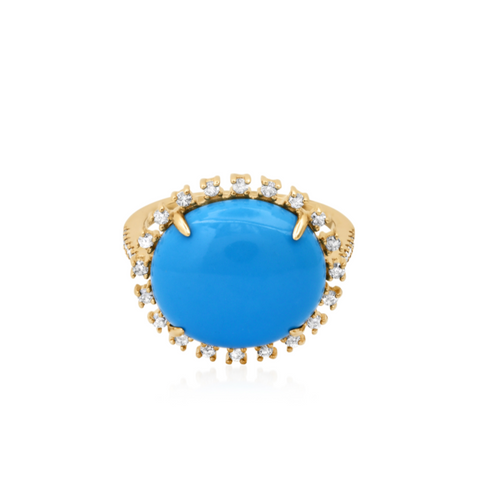 Turquoise Lover Cabochon & Diamond Frame Ring