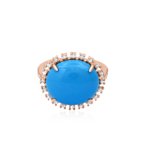 Turquoise Lover Cabochon & Diamond Frame Ring