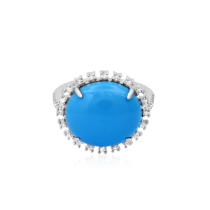 Turquoise Lover Cabochon & Diamond Frame Ring