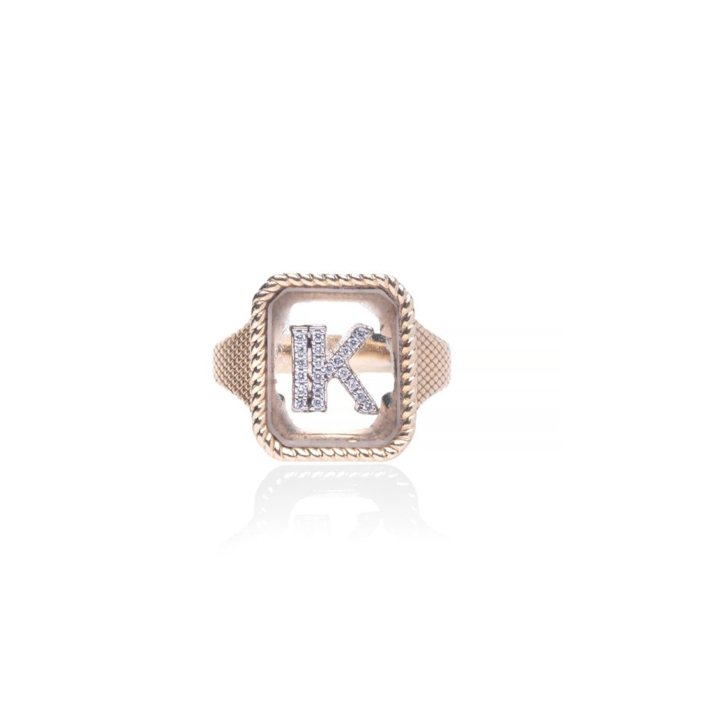 Zircon Signet Rings | Letter K Gold Ring | Rings Men Initials | Signet Ring  Women - Zircon - Aliexpress
