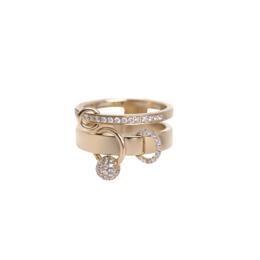 Double Band Diamond Ball Statement Ring