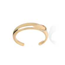 Polished Gold & Diamond Ring Bangle Bracelet