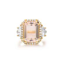 One of a Kind Three Stone Morganite & Diamond Ring