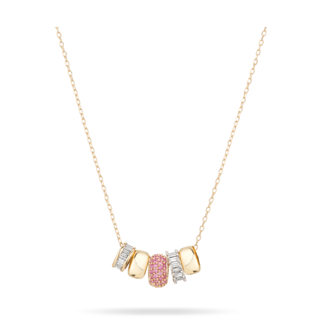 Pink Sapphire & Diamond Spenser BEAD PARTY Necklace