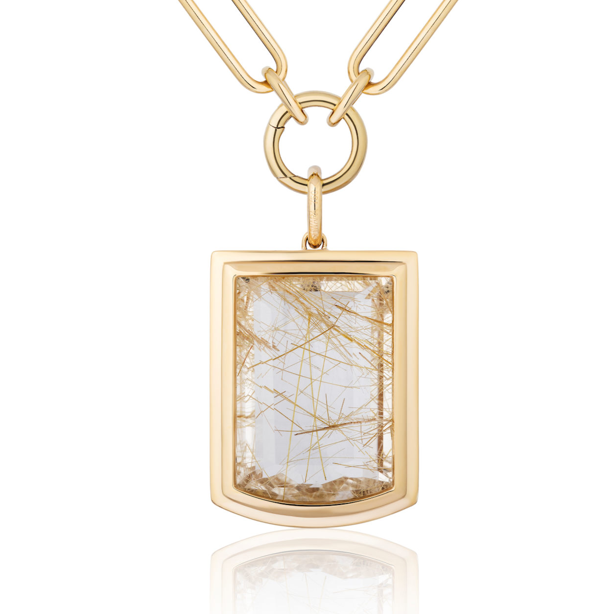 Fancy Manhattan Rutilated Quartz Pendant Chain Necklace