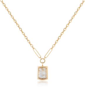 Fancy Manhattan Rutilated Quartz Pendant Chain Necklace