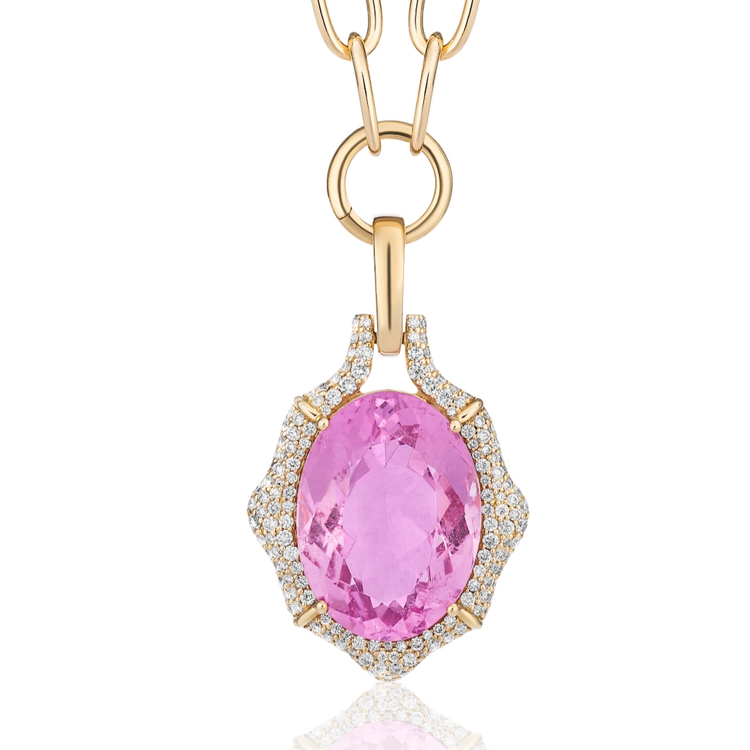 Oval Morganite & Diamond Pendant Chain Necklace