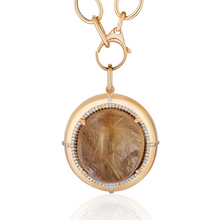 Oval Rutilated Quartz & Diamond Pendant Chain Necklace