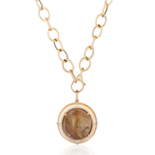 Oval Rutilated Quartz & Diamond Pendant Chain Necklace