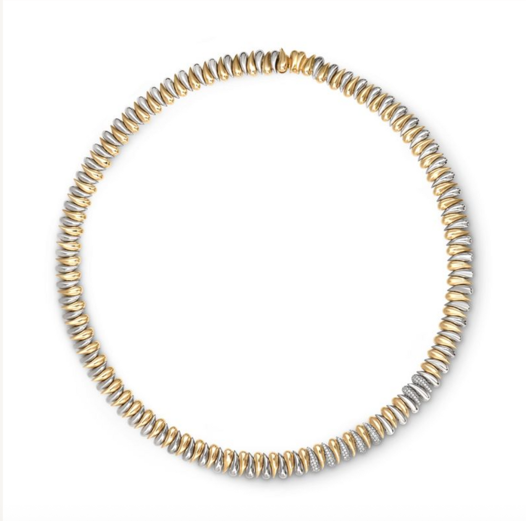 Two-Tone Alternating Diamond Drops Statement Necklace