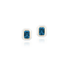 Queen Emerald Cut with Enamel Frame Stud Earrings