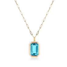 Manhattan Emerald Cut with Gold Frame on Paperclip Chain Necklace