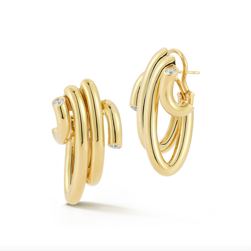 Thoby Gold & Diamond Statement Spiral Earrings