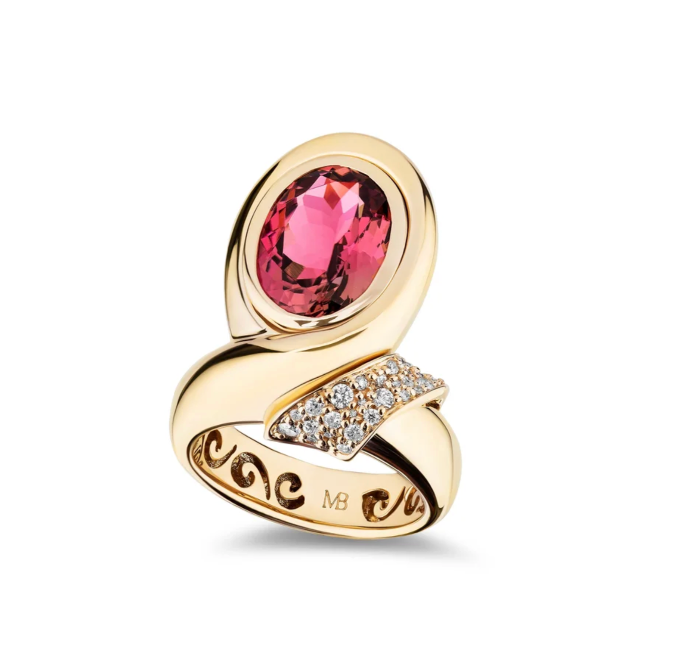 Pink Tourmaline Chiffon Oval Solitaire Ring