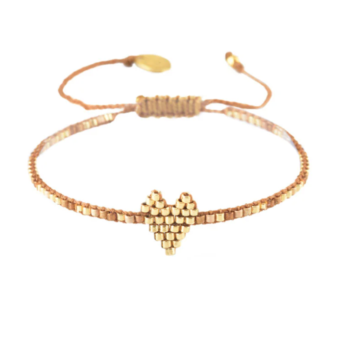 Thin Beaded Heart Bracelet