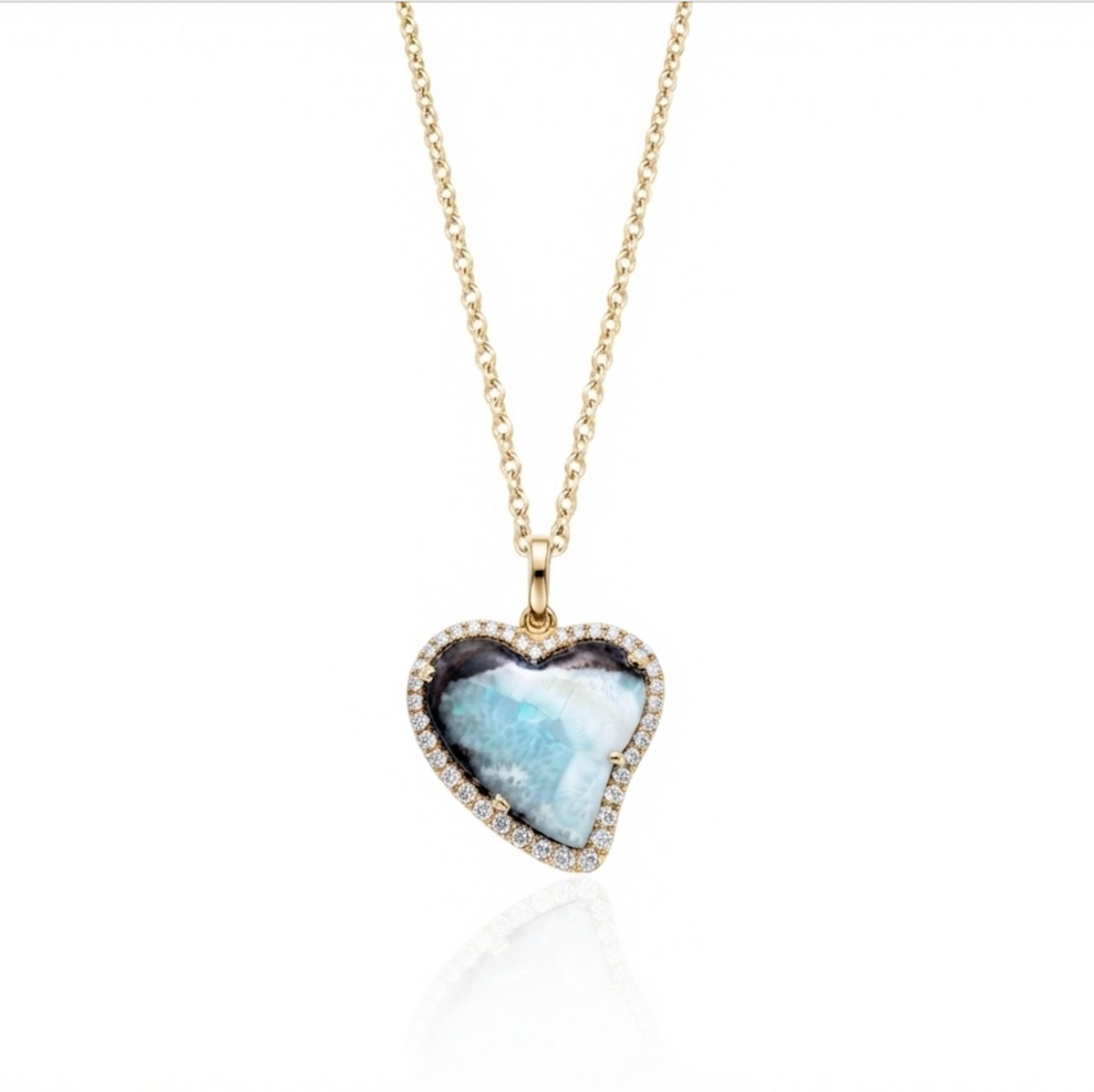 Australian Boulder Opal Heart Shaped Pendant Necklace with Diamonds