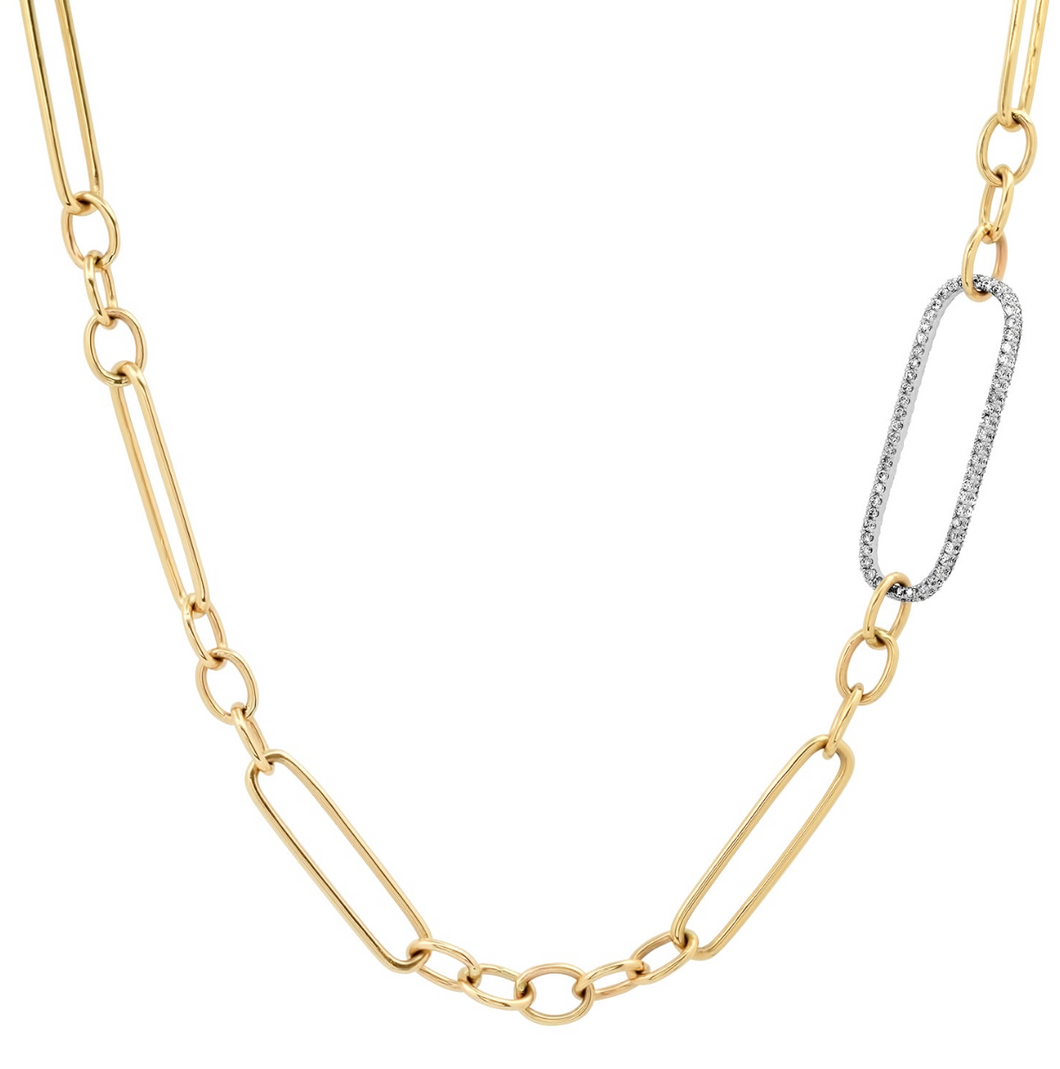 Asymmetrical Chain Necklace with Jumbo Diamond Link