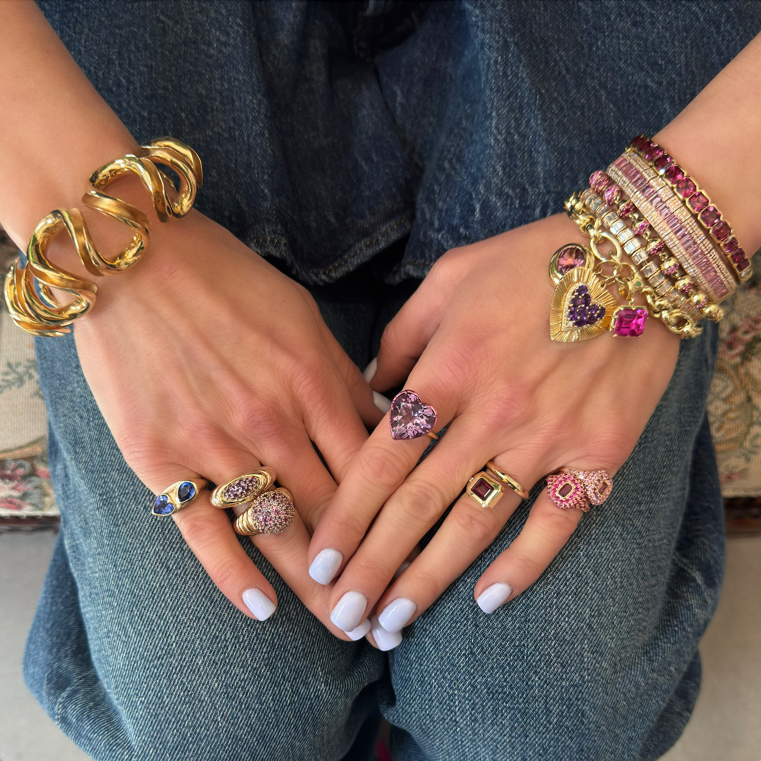 Pave Pink Sapphire or Ruby Pinky Ring