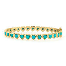 Show Your Love Continuous Turquoise or Rainbow Hearts Bangle Bracelet
