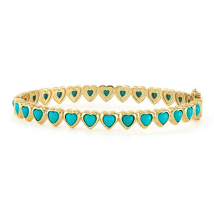 Show Your Love Continuous Turquoise or Rainbow Hearts Bangle Bracelet