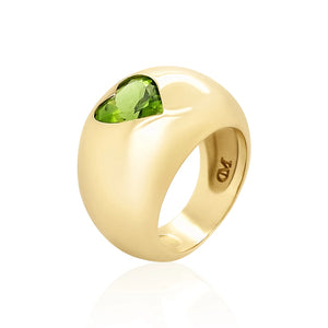 Single Heart Chunky Peridot Ring