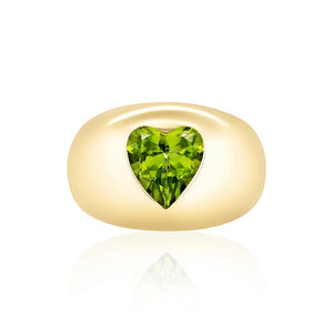 Single Heart Chunky Peridot Ring