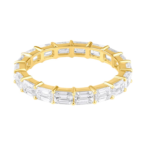 Skinny Emerald Cut Diamond Eternity Stacking Band Ring