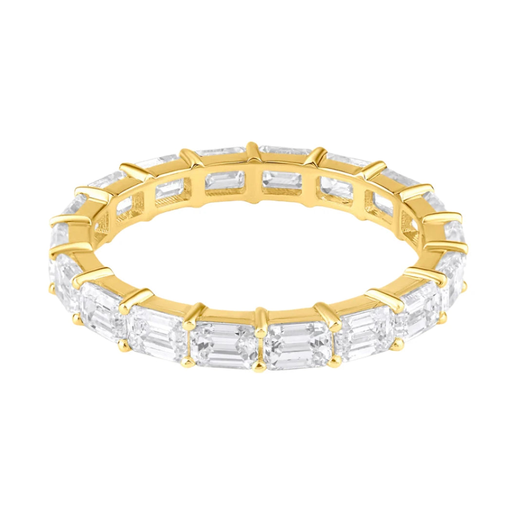 Skinny Emerald Cut Diamond Eternity Stacking Band Ring