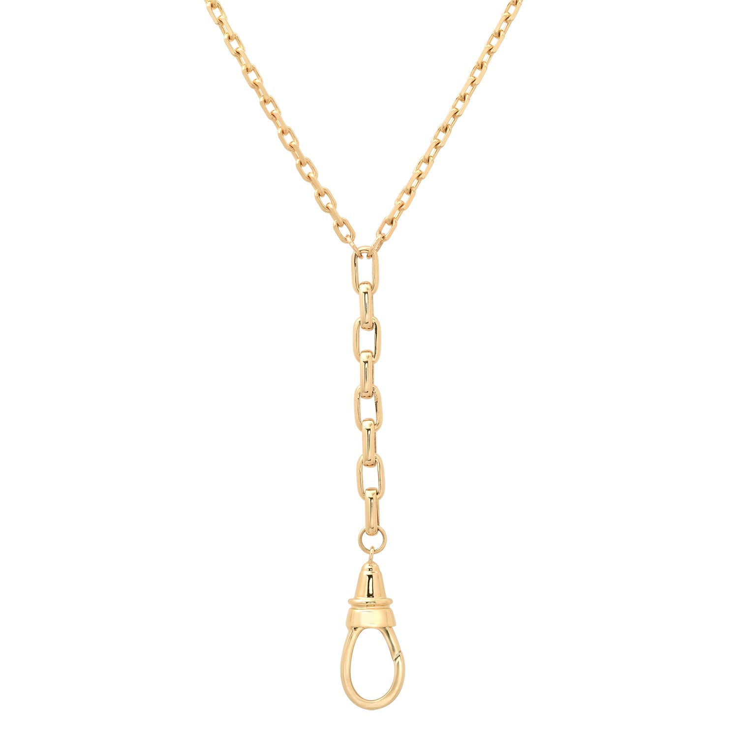 Sleek & Solid Lariat Chain Necklace with Drop Clip Enhancer