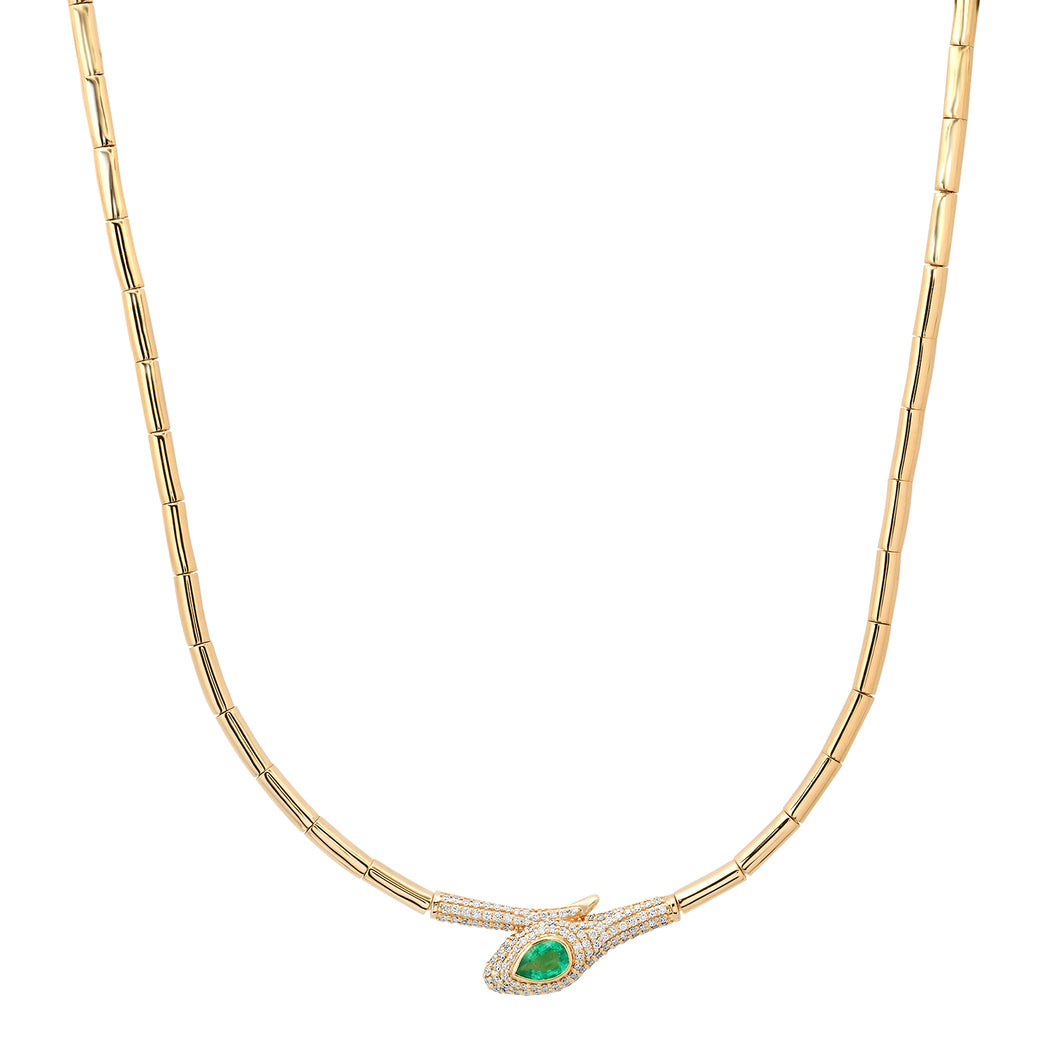 Slither Emerald Segmented Snake Collar Necklace