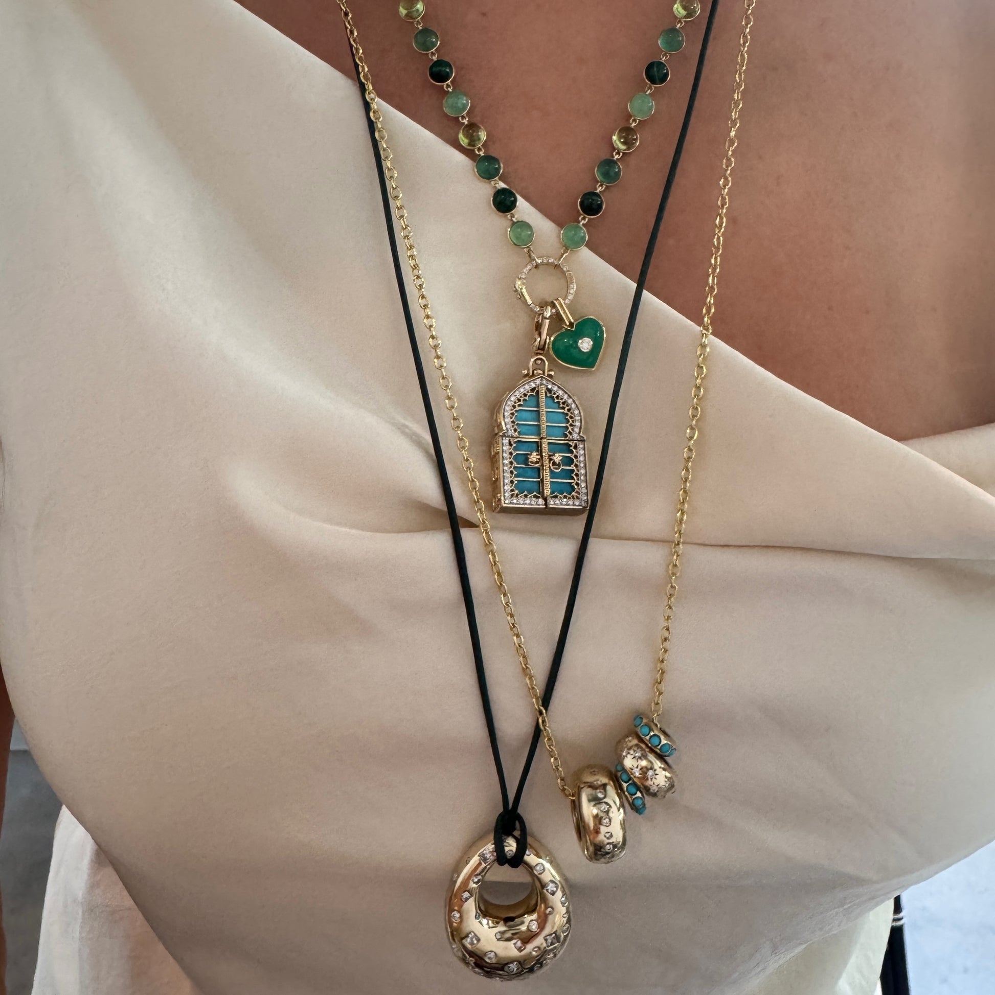 Small Story Gemstone or Diamond Bead Charm