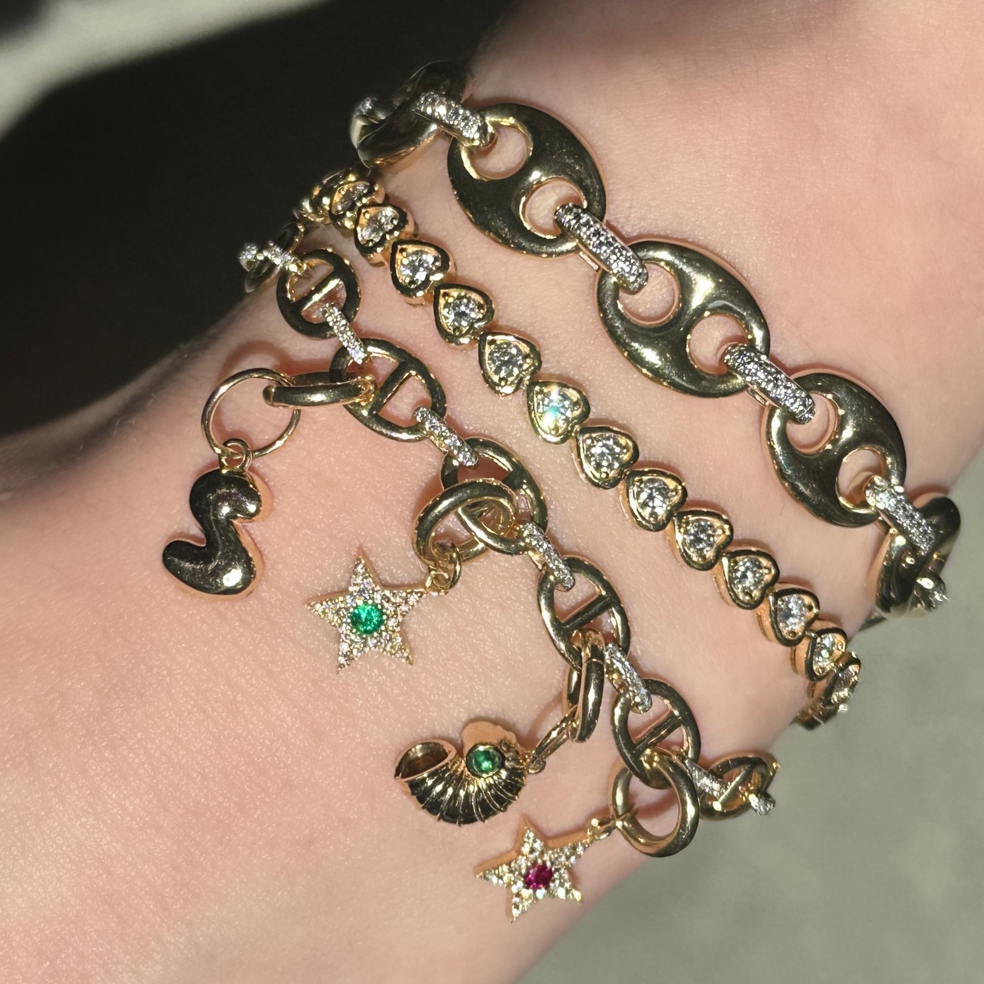 Small Diamond & Gemstone Star Charm