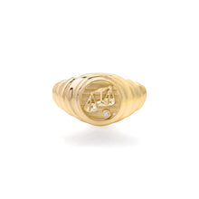 Petite Diamond & Fluted Gold Zodiac Medallion Ring