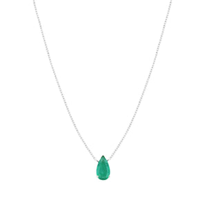 Solitaire Pear Shaped Emerald Necklace