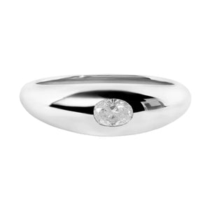 Solitaire Diamond Shape Dome Ring