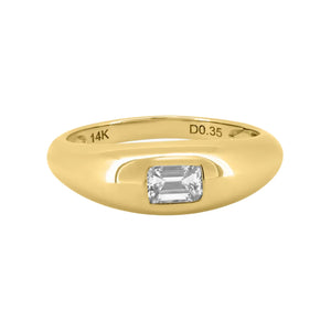 Solitaire Diamond Shape Dome Ring