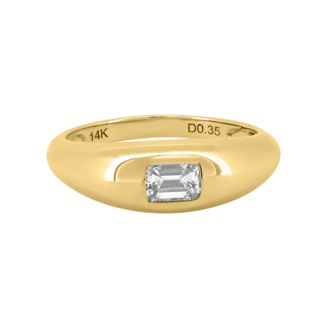 Solitaire Diamond Shape Dome Ring