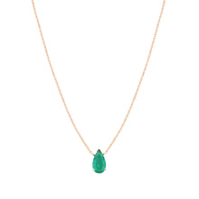 Solitaire Pear Shaped Emerald Necklace