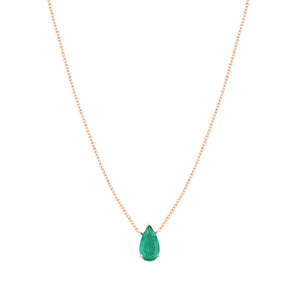 Solitaire Pear Shaped Emerald Necklace