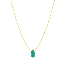 Solitaire Pear Shaped Emerald Necklace